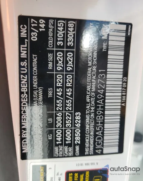 2017 Mercedes-Benz Gle 350 4Matic z USA, uszkodzony, nr VIN 4JGDA5HB9HA942731